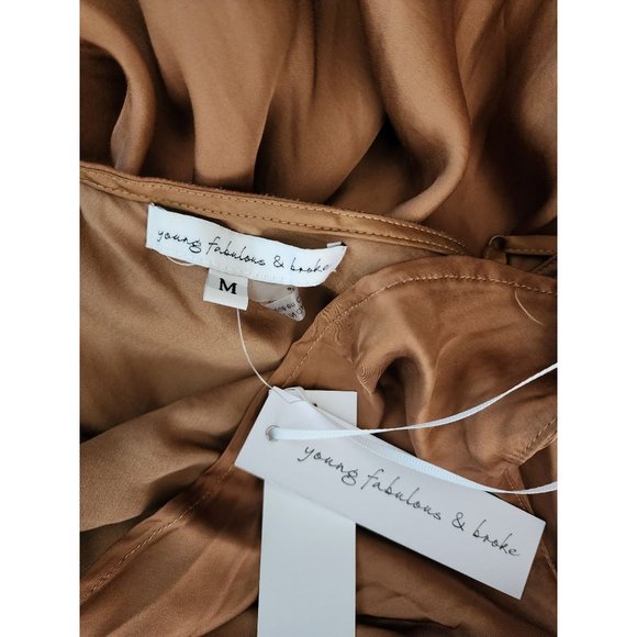 Young Fabulous & Broke NWT Brown Drape Slip Dress YFB Medium - Picture 5 of 6
